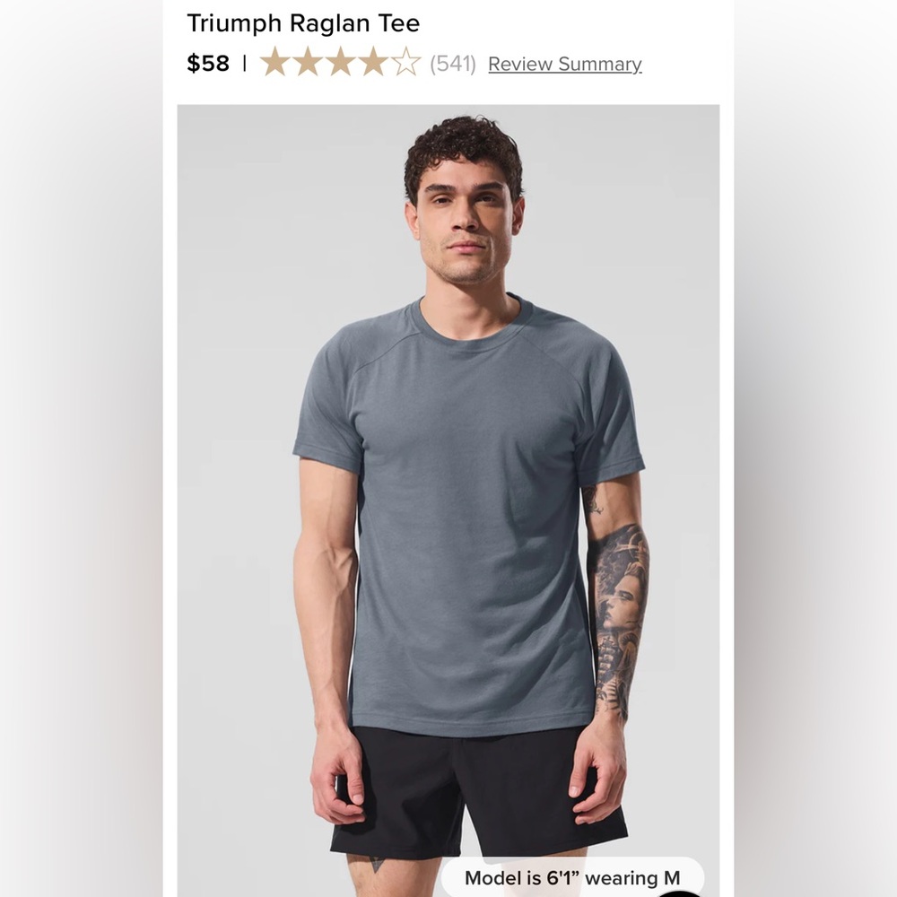 ALO Yoga Triumph Raglan T-shirt Lunar Grey - L